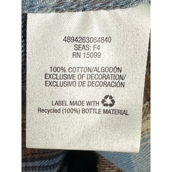 Outdoor Life Blue Brown Flannel Button Casual Shirt size Large - Picture 4 of 9